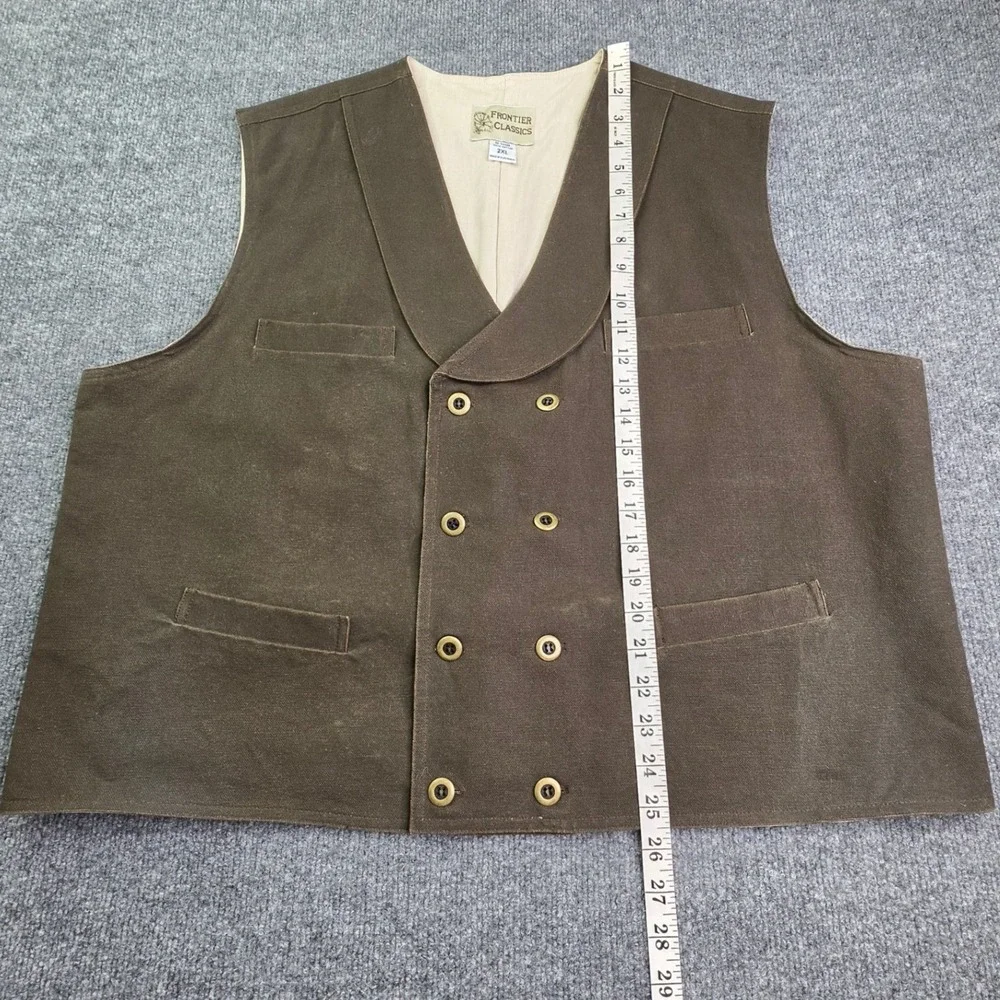 Frontier Classics Vest Mens 2XL Brown Double Breasted Western Steampunk Canvas